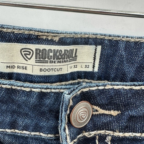 ROCK & ROLL Cowgirl midrise cotton-spandex embellished pocket bootcut jean 32 - Picture 6 of 12
